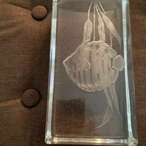 SOLID GLASS BLOCK 7”x 3 1/2x 1 1/2 some slight imperfections FISH